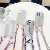 Crossbody Mirror Phone Case with Color Lanyard Strap